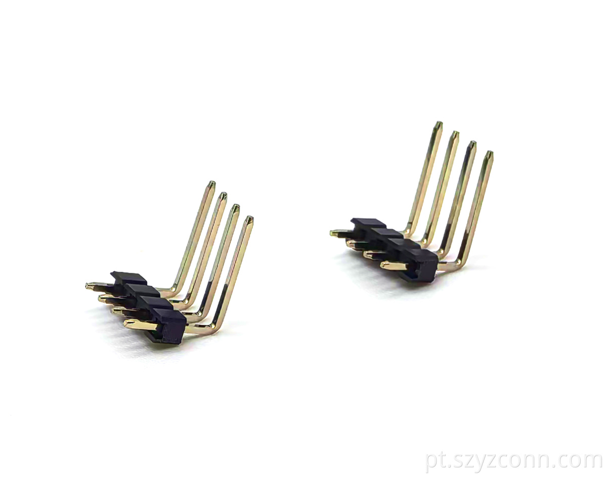 2.54mm Pitch Pin Header Connector Single Row Right Angle SQ0.64mm H2.5mm 1*4P
